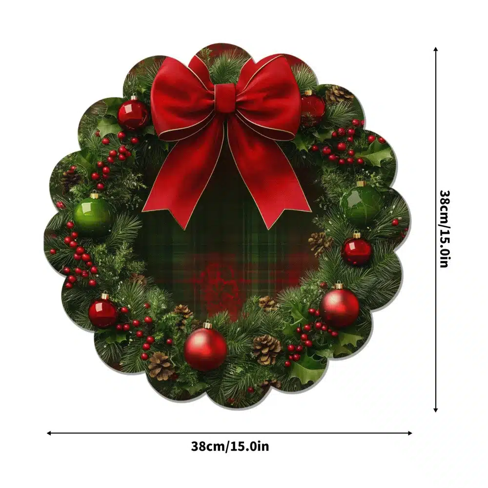 4PCS Round Christmas Placemat Cartoon Santa Claus Wreath Snowflake Xmas Placemat Merry Christmas Decor 2025 Happy New Year 2026