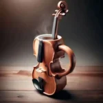 3D saxophone coffee mug on a desk with coffee steam rising