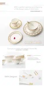 Delicate Bone China Bowl Saucer Luxury Gold-plated Dinner Plate Coffee Cup Hotel Restaurant Dinnerware Dinner Cooking Fish