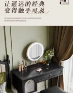 Goldoma compact vanity desk with drawer storage and mirror in a corner bedroom setting