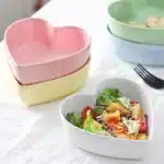 Heart Shaped Bowl Love Heart Ceramic Steamed Egg Bowl Candy Color Dessert Salad Plate 7 Inch Cake Fruit Plate Kitchen