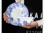 Vintage blue and white porcelain dinner plate set, bone china western tableware, home hotel restaurant Dim sum fruit steak