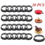 20PCS Tart Ring Perforated Cake Round Plastic Molds DIY Mousse Cake Hamburgers Non Stick Bakeware Mold for Home Baking Tools