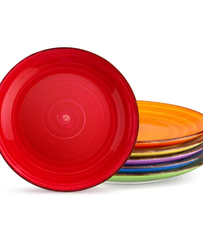 vancasso 6/12 Piece Multicolour 10.4 inch Dinner Plate Set Handpainted in Rustic Look 26.5cm Serving Plate for