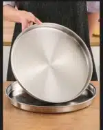 4 Sizes Deep Stainless Steel Meal Trays Round Dish Plates Barbecue Fruit Noodles Salad Mixing Dish Bowl Hotel Kitchen