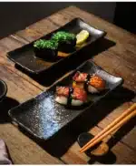 Japanese Cuisine Strip Sushi Plate, Restaurant Ceramic, Long Platter Dessert Plate, Household Tableware