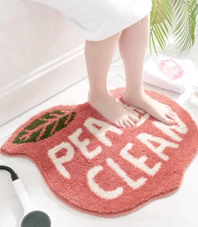 Peach and Lemon Shaped Bathroom Rugs Absorbent Quick-drying Bath Mat Micro-fiber Bathroom Door Mats with Strong Non-slip Grip