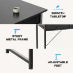 JHK Modern Office Computer Desk 32 Inch with Fabric Storage Drawers Space Side Bag Metal Frame Adjustable Feet For Home PC