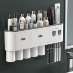 Magnetic Toothbrush Holder Storage Rack Automatic Toothpaste Dispenser Wall-Mounted Waterproof Bathroom Storage Accessories