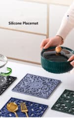 3pcs Silicone Placemats Square Heat Resistant Mats Placemat Kitchen Tableware Mat Hot Pots and Pans Coaster Kitchen