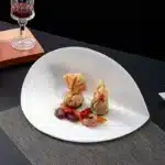 European White Striped Ceramic Dinner Plate Hotel Tableware Irregular Shaped China Plate Dessert Cooking Dishes Kitchen
