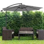 JHK 10FT Outdoor Patio Umbrella Hanging Cantilever with Easy Tilt Adjustment UV Protection 8 Sturdy Ribs for Backyard Garden
