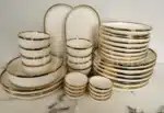 Nordic Style Gold Inlay Bright White Porcelain Dinner Sets Ceramic Bowl Dish Plates Set Porcelain Dinnerware For Household