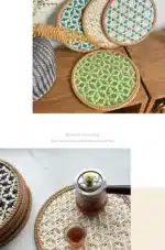 Hand Woven Round Placemat INS Table Decors Rattan weaving TableMats for Dining Room – close-up detail
