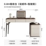Corner Dressing Table with Mirror and Stool – White Vanity Makeup Desk – in a cozy room setting