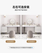 Goldoma Modern Vanity Table with Mirror and Stool – in a cozy room setting