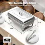 2/4/6 Pack 8QTChafing Dish Buffet Set Stainless Steel Food Warmer Kit with Lids Holders for Restaurant Catering Parties Weddings - Image 14