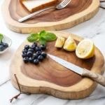 Large acacia wood butcher block chopping board with juice groove and handles