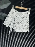Ele Water-Soluble Lace Apron Skirt Multi-Layered Wear Ladies High Waist A-Line Skirt Slimming Butt Covering Design – styled
