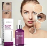 Goldoma Retinol Serum bottle held in hand, showing product texture.