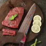 8-inch Damascus steel chef knife Sharp Timascus knife blade Titanium Cut Vegetable and Meat Stabilized Colored Wood Handle