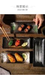 Japanese Cuisine Strip Sushi Plate, Restaurant Ceramic, Long Platter Dessert Plate, Household Tableware – in a cozy room
