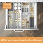 Kitchen drawer organizer with compartments for cutlery and utensils