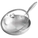 22-28cm Inch Tri-ply 18/8 Stainless Steel Chef's Pan,Frying Pan with Lid,Induction Pan,Pot and Pan Set,Dishwasher and Oven