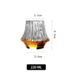 220ML Handmade Volcano Crystal Drinking Glass Cup Tumbler for Whisky Bourbon Cocktail with Gift Box – side view