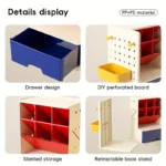 Desk Organizer with Retractable Bookend, Multi-Compartment Matte Finish, Hanging Storage Board, Large Capacity Pen Holder