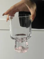 Pink Mountain Glass Cup Creative High Foot Drink Cup Coffee Cup Sweet Cone Cup Wine Cup Elegant Sensation Unique Small Batch