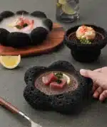 Black Cement Tableware Dinner Plate stone Sashimi sushi Disc Dry Ice Tray Plate Dessert Plates Dim Sum Dish Steak Plates