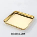 Golden Square Stainless Steel Food Service Tray plate set Nonstick Bakeware Fruit Cookie Bread Plate Kitchen Storage Container - Image 13