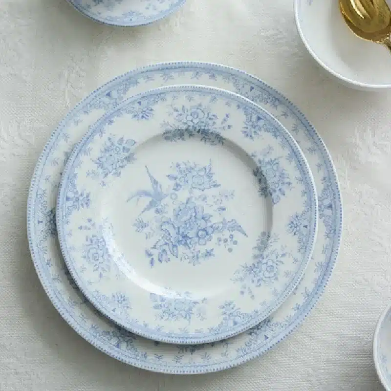 Painted Peony Underglaze Ceramic Dinner Plate English Pastoral Ceramic Steak Pasta Plate Western Tableware Afternoon Tea