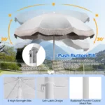 6.5 FT Outdoor Fringe Patio Umbrella w/ Carrying Bag Push Button Tilt for Garden – in a cozy room setting