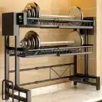 Adjustable Metal Kitchen Storage Rack with Drip Tray & Utensil Holder - Expandable Sink Organizer for Dishes Cups