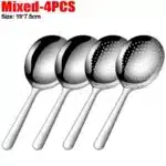 Stainless Steel Round Spoon Ladles Dining Soup Rice Spoon with Drain Hole Heat Insulated Handle Kitchen Utensils Serving