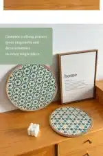Hand Woven Round Placemat INS Table Decors Rattan weaving TableMats for Dining Room – top view