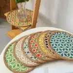 Hand Woven Round Placemat INS Table Decors Rattan weaving TableMats for Dining Room – top view