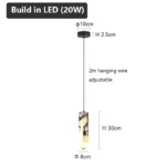 Luxury Black Cylinder Natural Stone Pendant Lamp High-end Bedside LED Chandelier Living room Decoration Home Hanging Lights