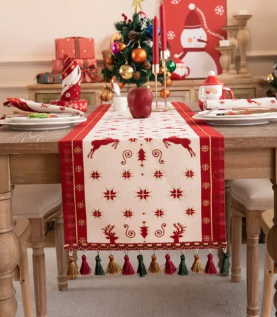 Christmas Table Runner Table Flag Christmas Decoration Home Table Setting Dining Vintage Wedding Family Party Christmas