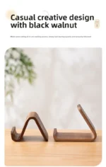 2-in-1 Solid Wood Phone Stand - Black Walnut Business Card Display Rack for Home Office Desk Decor – styled in a modern
