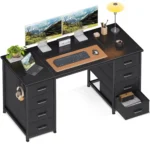48" White Computer Desk with 8 Fabric Drawers Large Storage Home Office Study Gaming, Customized – base detail