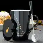12 Constellations 420 Ml Ceramic Mugs Creative Mugs With Spoon Lid Black Mug New Bone China Coffee Cup Drinkware Couples