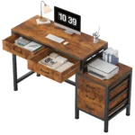 JHK 51IN Computer Desk with 5 Drawers Small Office Desk Computer Table with Printer Stand and Storage for Studying Writing
