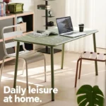 Outdoor Metal Dining Table – Simple Waterproof Table for Patio & Garden – side view