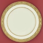 Luxurious disc relief inlaid with golden beef steak plate, palace style bone porcelain, European style gold edged tableware