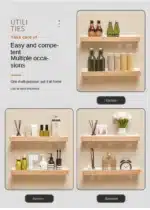 Beech wood bathroom storage rack wall mounted light luxury living room non perforated bathroom storage rack bathroom shelf