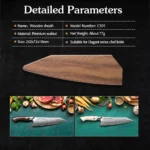 HEZHEN Magnetic knife Sheath Wooden Sheath High Quality Walnut Wood Knife Cover for HEZHEN Chef knife – close-up detail