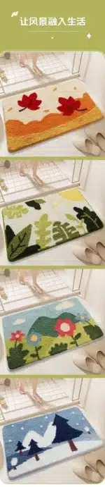 Creative Ginkgo Leaf Bath Mat Thick Plush Bathroom Rug Large-capacity Water-absorbent Anti-slip Foot Mat Bathroom Carpet